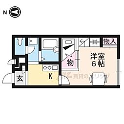 レオパレス嵯峨野 1Kの間取図画像