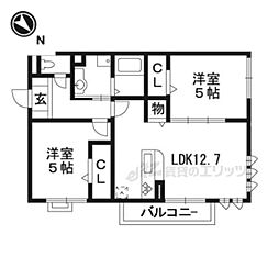 ベル・クローバー嵯峨野 2LDKの間取図画像