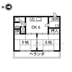 サンライブマンション 2DKの間取図画像