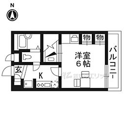 レオパレスポルスター3 1Kの間取図画像