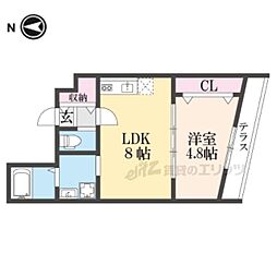 ARCA嵯峨嵐山 1LDKの間取図画像
