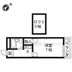 メゾネット北川 1Kの間取図画像