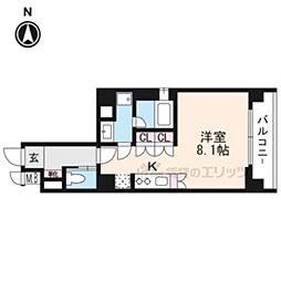 リーガル京都五条大宮 1Kの間取図画像