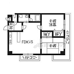 クレセントオークス 2LDKの間取図画像