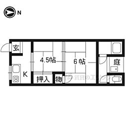 ヴィラ桂南 2Kの間取図画像