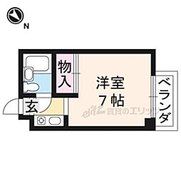 パティオオカモト 1Kの間取図画像
