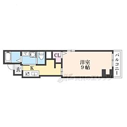 レガリア京都烏丸 1Kの間取図画像