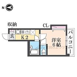 BIEN衣笠わら天神 1Kの間取図画像