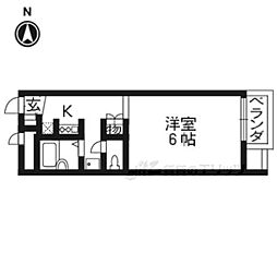 レオパレスクレスト 1Kの間取図画像