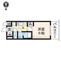 プレサンスTHEKYOTO粋都 1Kの間取図画像