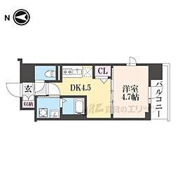 プラシード京都 1DKの間取図画像