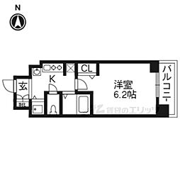 スワンズ京都七条リベルタ 1Kの間取図画像