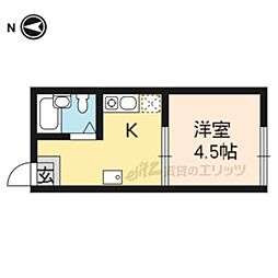 叡山電鉄叡山本線 一乗寺駅 徒歩13分の賃貸アパート 1階1Kの間取り