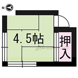 叡山電鉄叡山本線 一乗寺駅 徒歩10分の賃貸アパート 1階1Kの間取り