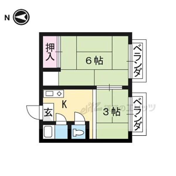 京都府京都市左京区修学院山ノ鼻町(賃貸マンション2K・2階・22.00㎡)の写真 その2