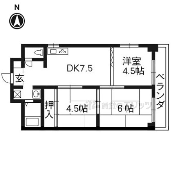 シャトー高野 408｜京都府京都市左京区一乗寺赤ノ宮町(賃貸マンション3LDK・4階・54.00㎡)の写真 その2