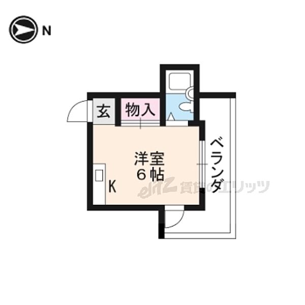 サンライズ宝ヶ池 207｜京都府京都市左京区岩倉中大鷺町(賃貸マンション1K・2階・16.39㎡)の写真 その2