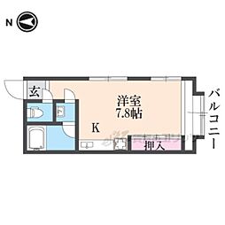 聖護院ハイツ 3階ワンルームの間取り
