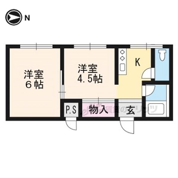 ビューパレス吉田 105｜京都府京都市左京区吉田下大路町(賃貸マンション2K・1階・29.16㎡)の写真 その2