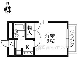 詩仙ハイム 1Kの間取図画像