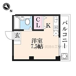 叡山電鉄叡山本線 一乗寺駅 徒歩9分の賃貸マンション 3階ワンルームの間取り