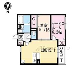 シンフォニーアミゾント夕顔 2階2LDKの間取り