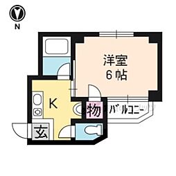 叡山電鉄叡山本線 茶山・京都芸術大学駅 徒歩10分の賃貸マンション 3階1Kの間取り