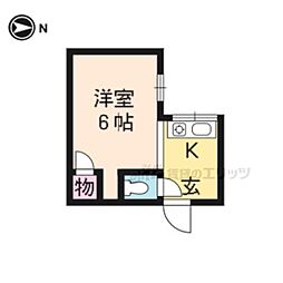 嘉楽コーポ 1階1Kの間取り