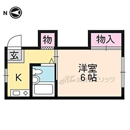 叡山電鉄叡山本線 修学院駅 徒歩7分の賃貸アパート 2階1Kの間取り