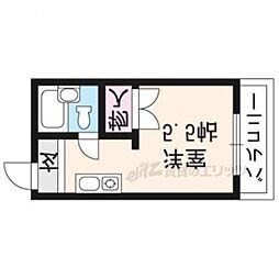 ハイツ村岡 3階ワンルームの間取り