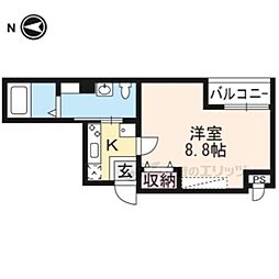 フラッティＫ＆Ｓ千本寺之内 3階1Kの間取り