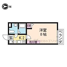 フラッティ上七軒 1階1Kの間取り