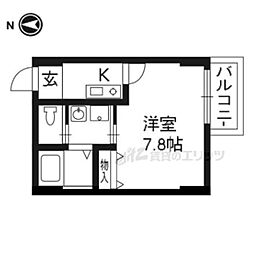 カームネス祇園南 2階1Kの間取り