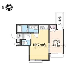京阪本線 出町柳駅 徒歩12分の賃貸アパート 1階1LDKの間取り