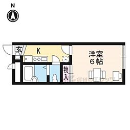 京都市営烏丸線 丸太町駅 徒歩13分の賃貸アパート 2階1Kの間取り