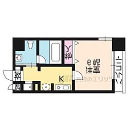 アーバンフラッツ四条西洞院 9階1Kの間取り
