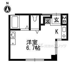 京阪本線 三条駅 徒歩3分の賃貸マンション 2階ワンルームの間取り