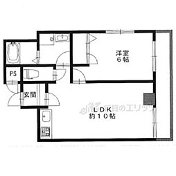 グランコート高台寺 2階1LDKの間取り