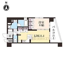 京都市営烏丸線 今出川駅 徒歩13分の賃貸マンション 6階1LDKの間取り