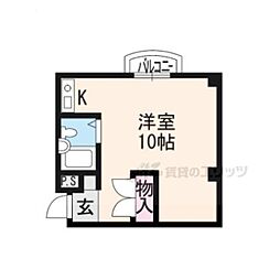 クラブハイツ 2階ワンルームの間取り