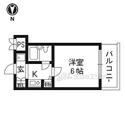 京都市営烏丸線 鞍馬口駅 徒歩7分の賃貸マンション 3階1Kの間取り