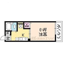 京都市営烏丸線 松ヶ崎駅 徒歩10分の賃貸アパート 1階1Kの間取り