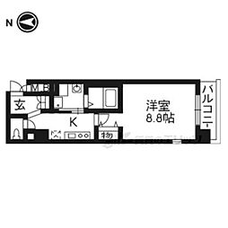 エイペックス京都西陣 2階1Kの間取り