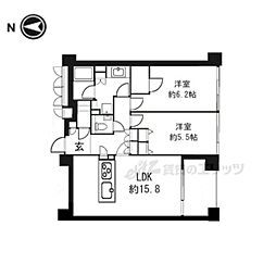 阪急京都本線 烏丸駅 徒歩4分の賃貸マンション 4階2LDKの間取り