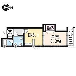 京阪本線 神宮丸太町駅 徒歩6分の賃貸マンション 6階1DKの間取り