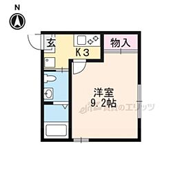ドミール新白水丸 2階1Kの間取り