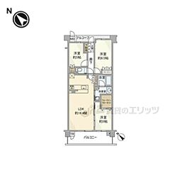 ジ・アーバネックス京都松ヶ崎 3階3LDKの間取り