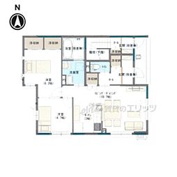 叡山電鉄叡山本線 元田中駅 徒歩11分の賃貸アパート 1階2LDKの間取り