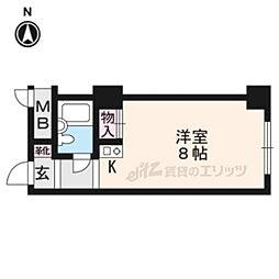 松屋レジデンス修学院 408 4階1Kの間取り