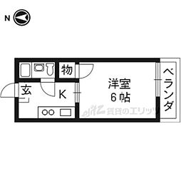 ハイツ修学院 1階1Kの間取り